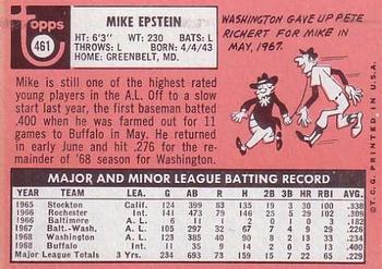 1969 Topps #461 Mike Epstein Back