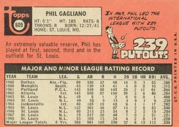 1969 Topps #609 Phil Gagliano Back