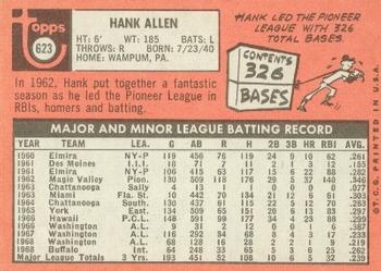 1969 Topps #623 Hank Allen Back