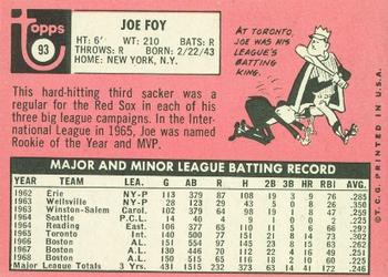 1969 Topps #93 Joe Foy Back