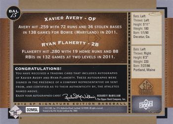 2012 SP Signature Edition - Dual Signatures #BAL15 Xavier Avery / Ryan Flaherty Back
