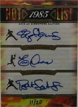 2012 SP Signature Edition - Hot List Signatures Triple #85 Roger Clemens / Eric Davis / Bret Saberhagen Front