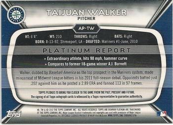 2012 Bowman Platinum - Prospect Autographs #AP-TW Taijuan Walker Back