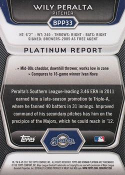 2012 Bowman Platinum - Prospects #BPP33 Wily Peralta Back
