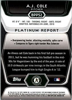 2012 Bowman Platinum - Prospects #BPP52 A.J. Cole Back
