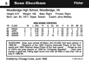 1990 Little Sun High School Prospects #5 Sean Cheetham Back