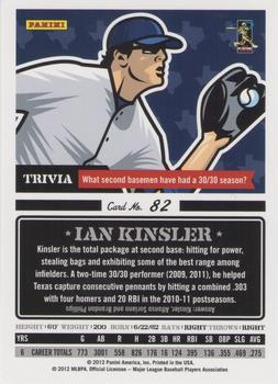 2012 Panini Triple Play #82 Ian Kinsler Back