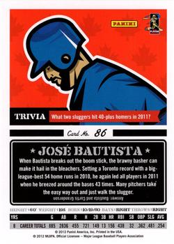 2012 Panini Triple Play #86 Jose Bautista Back
