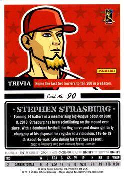 2012 Panini Triple Play #90 Stephen Strasburg Back