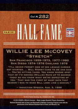 2012 Panini Triple Play #282 Willie McCovey Back