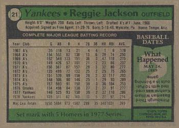 1979 Topps Burger King New York Yankees #21 Reggie Jackson Back