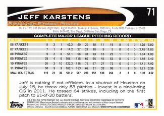 2012 Topps Mini #71 Jeff Karstens Back