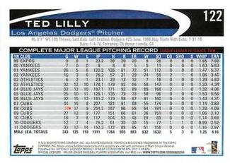 2012 Topps Mini #122 Ted Lilly Back