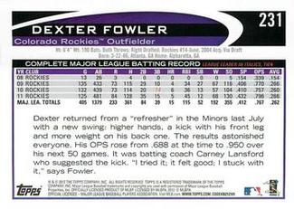 2012 Topps Mini #231 Dexter Fowler Back