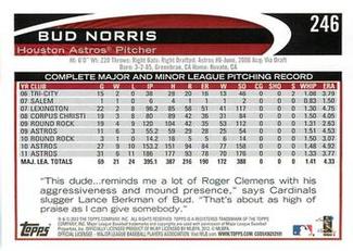 2012 Topps Mini #246 Bud Norris Back