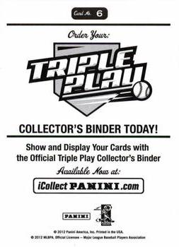 2012 Panini Triple Play - Stickers #6 Diving Catch Back