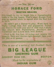1933 Goudey (R319) #24 Horace Ford Back