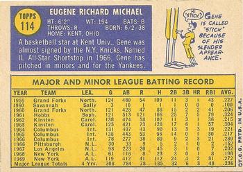 1970 Topps #114 Gene Michael Back