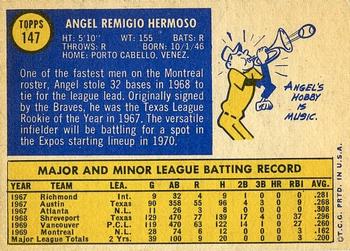 1970 Topps #147 Angel Hermoso Back