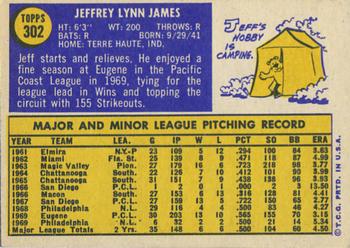 1970 Topps #302 Jeff James Back