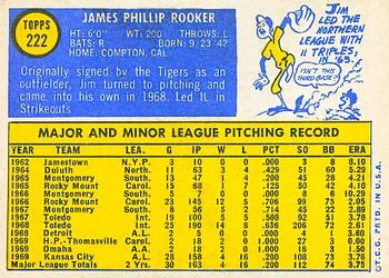1970 Topps #222 Jim Rooker Back