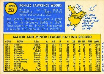 1970 Topps #253 Ron Woods Back
