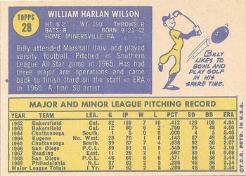 1970 Topps #28 Billy Wilson Back