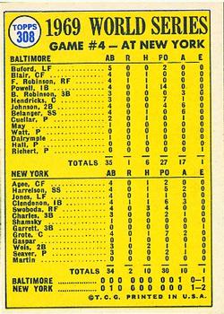 1970 Topps #308 World Series Game 4 - Martin's Bunt Ends Deadlock! Back