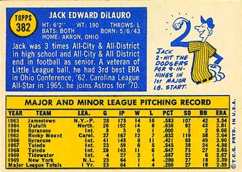 1970 Topps #382 Jack DiLauro Back