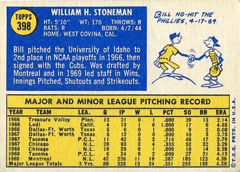 1970 Topps #398 Bill Stoneman Back