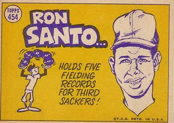 1970 Topps #454 Ron Santo Back