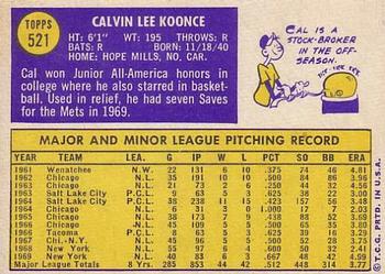 1970 Topps #521 Cal Koonce Back