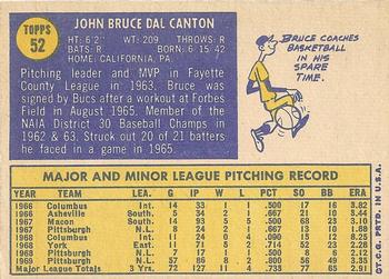 1970 Topps #52 Bruce Dal Canton Back
