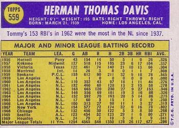 1970 Topps #559 Tommy Davis Back