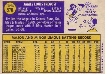 1970 Topps #570 Jim Fregosi Back