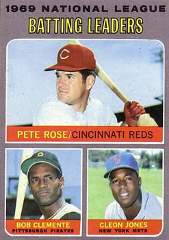 1970 Topps #61 1969 National League Batting Leaders (Pete Rose / Bob Clemente / Cleon Jones) Front
