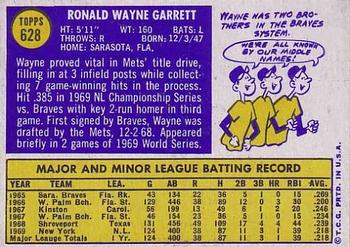 1970 Topps #628 Wayne Garrett Back
