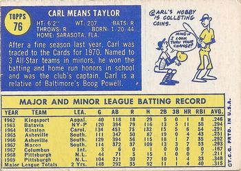 1970 Topps #76 Carl Taylor Back