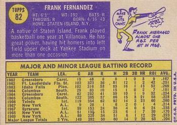 1970 Topps #82 Frank Fernandez Back