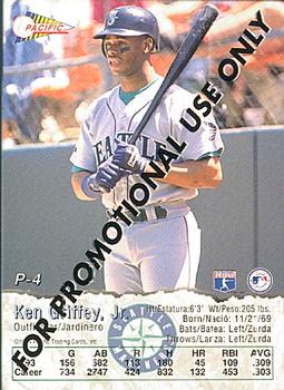 1994 Pacific - Promos #P-4 Ken Griffey, Jr. Back