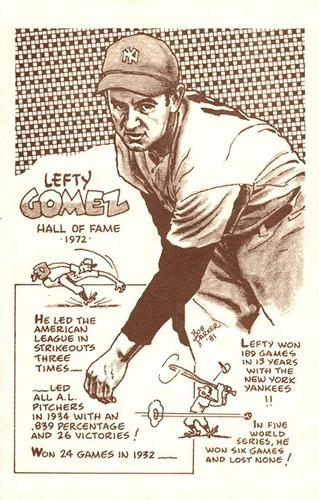 1977-81 Bob Parker Hall of Fame #89 Lefty Gomez Front