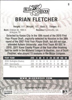 2012 Choice Wilmington Blue Rocks #9 Brian Fletcher Back