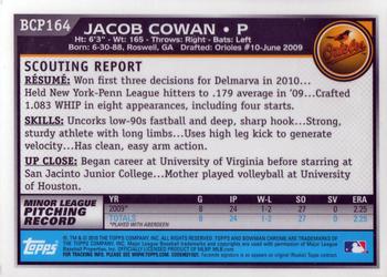 2010 Bowman Chrome - Prospects #BCP164 Jacob Cowan Back