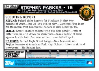 2010 Bowman Chrome - Prospects #BCP177 Stephen Parker Back
