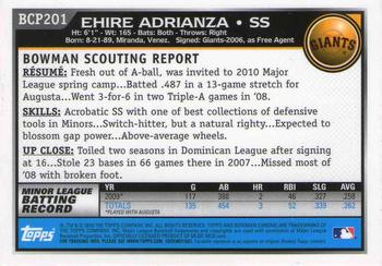 2010 Bowman Chrome - Prospects #BCP201 Ehire Adrianza Back