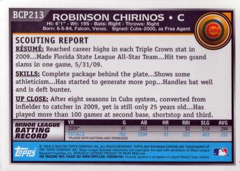 2010 Bowman Chrome - Prospects #BCP213 Robinson Chirinos Back