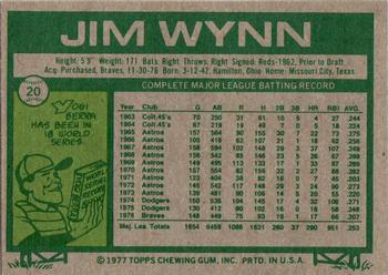1977 Topps Burger King New York Yankees #20 Jim Wynn Back