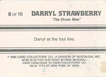 1990 Card Collectors Darryl Strawberry #8 Darryl Strawberry Back