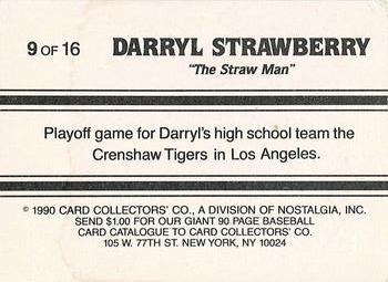 1990 Card Collectors Darryl Strawberry #9 Darryl Strawberry Back