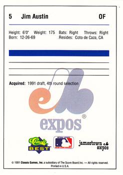 1991 Classic Best Jamestown Expos #5 Jim Austin Back